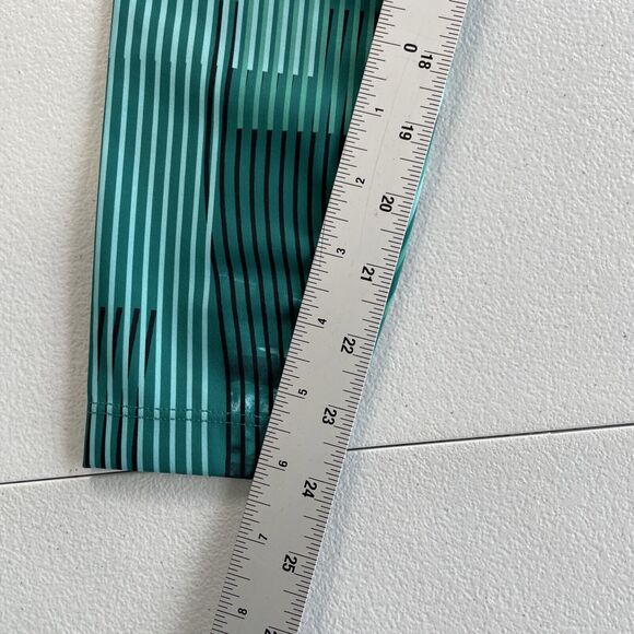 ASICS D1 Leggings Womens XS Athletic Side Pockets Black Green Stripes Activewear - Picture 11 of 11